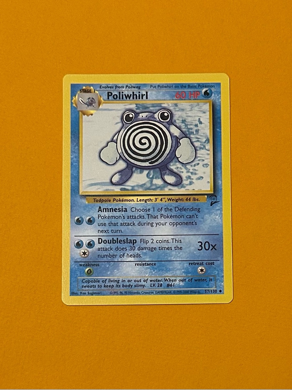 Poliwhirl Pokémon Card - 57/130 Base Set 2